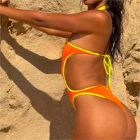 Maillot de bain une pièce sexy monokini tendance pour femme, en tissu recyclé, découpé et lacé, personnalisable sous marque privée
