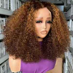 วิกผมแท้จากอินเดียแบบลูกไม้ด้านหน้า 13x4 ความหนาแน่น 200% ขนาด 14 นิ้ว ทรงแอฟโฟรสั้นหยิกฟู สำหรับผู้หญิงชาวยุโรปและอเมริกา - Product Image 3