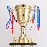 Trophée de qualité supérieure à 3 piliers avec coupes en métal or, argent et bronze pour cérémonie de remise des prix RZ11