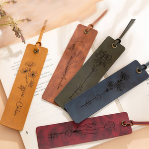 Engraved Leather Bookmark Reader Gift Book Clip Student Delicate Reading Book Mark Tool School Stationery Supply