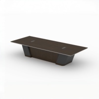Table de conférence rectangulaire en bois mat résistant aux rayures avec plateau épaissi et fentes intégrées pour la gestion des câbles, grande taille