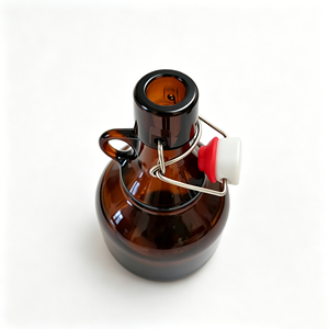 Carafe à vin en verre ambré avec poignée et fermeture à bascule, récipient vide pour vin <span class=keywords><strong>de</strong></span> sureau, bouteille en gros pour la <span class=keywords><strong>fabrication</strong></span> <span class=keywords><strong>de</strong></span> vin <span class=keywords><strong>de</strong></span> fruits - Product Image 3