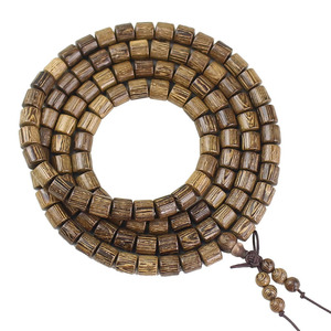 Bracelets en bois de santal, perles baril 6-8mm, chapelet bouddhiste 108 perles, bijoux religieux unisexe pour cérémonies - Product Image 4
