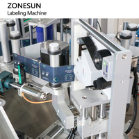 Machine d'étiquetage automatique ZONESUN ZS-TB822X pour bouteilles carrées, avec étiquetage enveloppant du couvercle, des bords et des côtés, pour étiquettes adhésives.