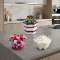 Gobelets à dessert en plastique PS rigide transparent à paroi simple, bols à gâteau, mini-récipients à crème glacée pour les buffets, les fêtes et les traiteurs