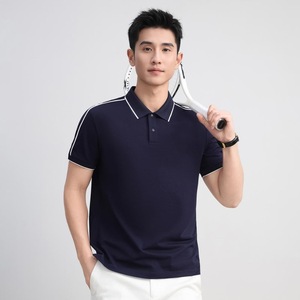 Polo Shirt Cotton Breathable Short Sleeve Unisex Workwear Summer Wear White Navy Black Diamond Pattern - Product Image 5
