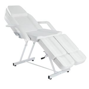 Table de massage pliable blanche à 3 sections, lit de salon pliable, cadre métallique, table de traitement de beauté et de spa réglable - Product Image 2