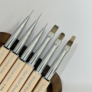 High Quality Metal Rod Nail Art <b>Brush</b> <b>Round</b> Head Flat Head <b>Brush</b> Nail Art Pull Pen Nail <b>Brush</b> Set - Product Image 3