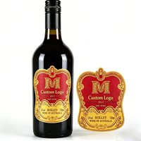 Etiquetas Personalizadas para Bebidas y Vino, Estampado Dorado, Papel Kraft en Relieve, Adhesivos, Código de Barras, Etiquetas con Logotipo Ecológicas
