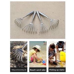 Râteau de plage multi-dents de qualité industrielle <span class=keywords><strong>pour</strong></span> la collecte des coquillages <span class=keywords><strong>Palourdes</strong></span> Huîtres Crabes et plantes aquatiques Acier inoxydable 14 dents - Product Image 5