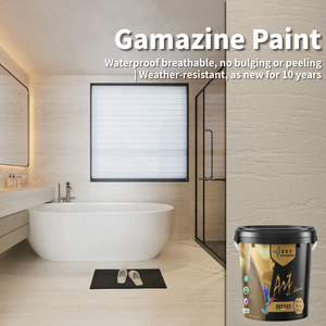 Peinture Gamazine colorée effet pierre texture bleu jaïra pour revêtement mural extérieur et finition décorative de façade pour boutique et maison d'hôtes - Product Image 3