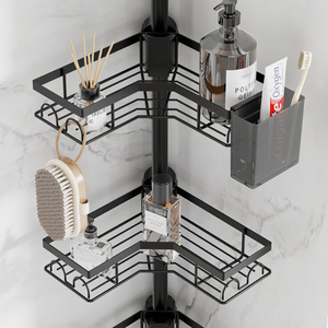 Étagère d'angle de douche étanche et réglable à 4 niveaux pour baignoire et salle de bain, support de douche à tension - Product Image 2