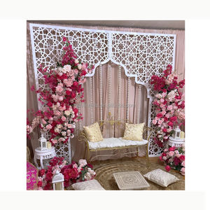 Decoração de Casamento com Tema Marroquino, Arcos de Ferro para Fundo de Evento Mehndi, Estrutura de Arco de Casamento Dourada para Recepção - Product Image 5