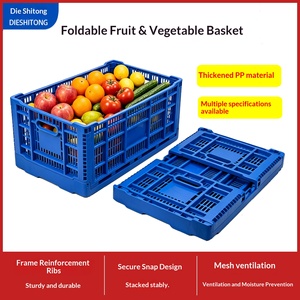 Caisse de rangement pliable en plastique rigide, idéale pour les supermarchés, pour le transport de fruits, légumes et œufs, boîte solide en PP recyclable - Product Image 1
