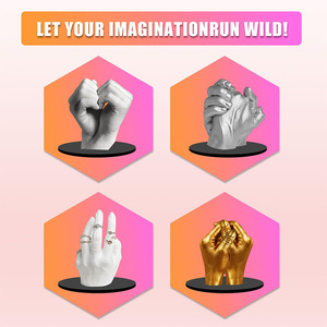 Kit patung kenang-kenangan Model tangan pasangan, Kit kerajinan tangan cetakan tangan plester - Product Image 4
