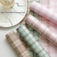 Kertas Pembungkus Bunga Bermotif Kotak-kotak Gaya Prancis, Kertas Kartu Buket Vintage, Bahan Rangkaian Bunga DIY Musim Gugur dan Musim Dingin
