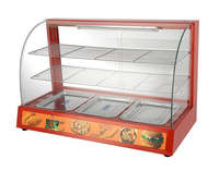 Vitrine chauffante pour aliments à prix d'usine en gros, présentoir chauffant pour aliments en verre incurvé