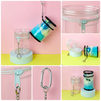 Boîte de rangement transparente en plastique pour bijoux, pochette, boîte mystère avec porte-clés, sac de rangement anti-poussière pour poupées mignonnes
