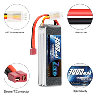 Zeee-batterie LiPo 3S, 50c, 11.1V, 3000mAh, avec boîtier souple, avec connecteur Deans, pour avion, quadricoptère, hélicoptère, RC