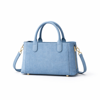 Tas Tote Mini Denim Biru Awet untuk Wanita, Tas Selempang dengan Pegangan Atas dan Tali Rantai, Tahan Air untuk Penggunaan Sehari-hari