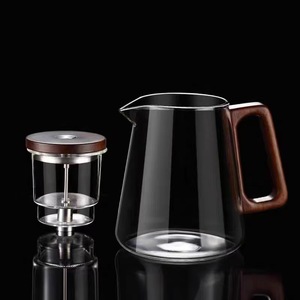 กาน้ำชาใส 800 มล. พร้อมที่กรองชาแบบกดและด้ามจับไม้ - Product Image 3