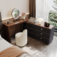 Table de toilette moderne de luxe en cuir avec tiroirs de rangement, bureau de maquillage en contreplaqué, coiffeuse, mobilier de chambre