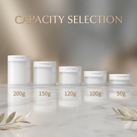 Pot à crème à couvercle rabattable en gros 50g 100g 120g 150g avec cuillère, contenant givré en PP pour sel de bain et gommage corporel