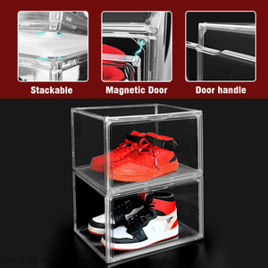 Bán buôn Acrylic rõ ràng hộp lưu trữ giày Stackable Túi xách hiển thị trường Hợp Sneaker Giày hộp Giày giá với nắp - Product Image 4