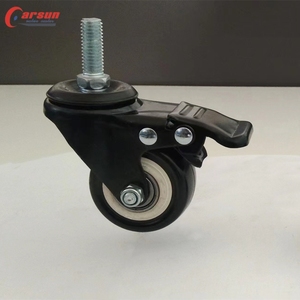 Light Duty 1.5 polegada-2.5 polegada Preto PU Roda Rodízio Giratório Freio Rosqueado Rodízios Haste para Fácil Montagem De Borracha PVC Roda Rodízio