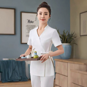 FUYI เครื่องแบบนักกายภาพบำบัดคลับนวดเพื่อสุขภาพทันตกรรมแขนสั้นสำหรับทั้งชายและหญิง - Product Image 2