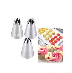 بودرة الأنابيب تلميح مجموعة مع الفولاذ المقاوم للصدأ تصميمات للزينة ل DIY كريم روز زهرة الأنابيب فوهة كب كيك المعجنات نصائح (1M 2D 2F) - Product Image 1