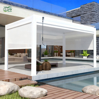 Gazebos de pergolas en aluminium imperméables réglables Toit à persiennes détaché inspiré de la nature pour la piscine de patio d'arrière-cour