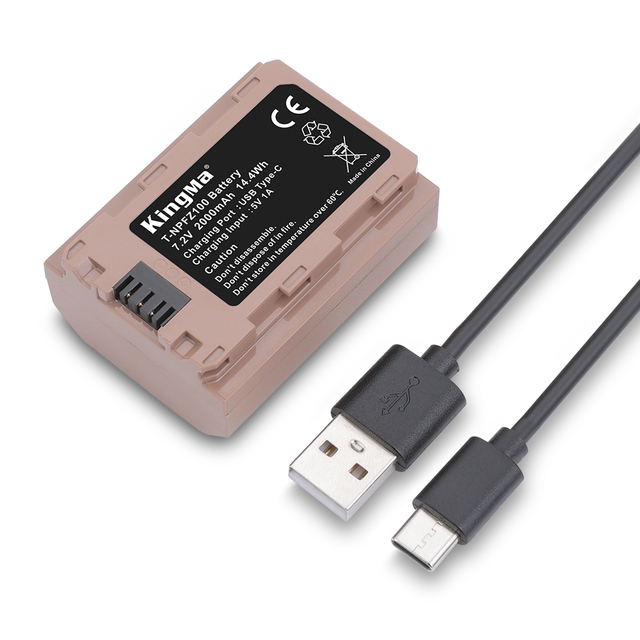 KingMa 2000mAh 7.2V USB-C Lithium-ion Battery Replacement NP-FZ100 for Sony A7 Iii ILCE-9 A7M3 A7R3 A9 7RM3