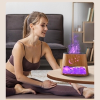 Diffuseur d'arômes ultrasonique 2-en-1 Cozy Flame 260 ml, lampe de sel et humidificateur à brume froide pour chambre, yoga, bureau