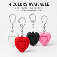 Alarme de sécurité personnelle LED légère en forme de cœur, couleurs assorties, avec avertissement rapide et déclenchement immédiat
