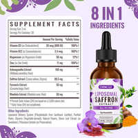 Teinture de safran-Gouttes d'extrait de safran 88.5 mg pour l'humeur, la concentration, le soutien des yeux-Extrait liquide de Crocus Sativus-Supplément végétalien