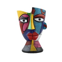 Picasso-Stil Abstrakte Gesichts-Harzvase Nordische Kreative Menschliche Porträt-Blumenvase Heimdekoration Moderne Kunstskulptur Handgemalt