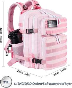 Sac à dos tactique en denim pour homme et femme, 25L/35L, avec fermeture à glissière, porte-bouteille, sangle MOLLE - Product Image 3