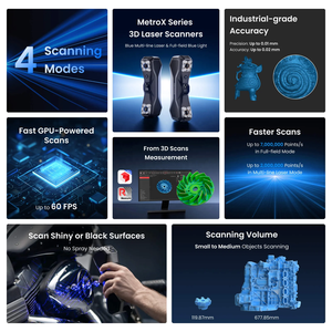 Escáner 3D Rápido Revopoint MetroX Pro con Línea Láser Azul y Luz Estructurada de Campo Completo - Product Image 3