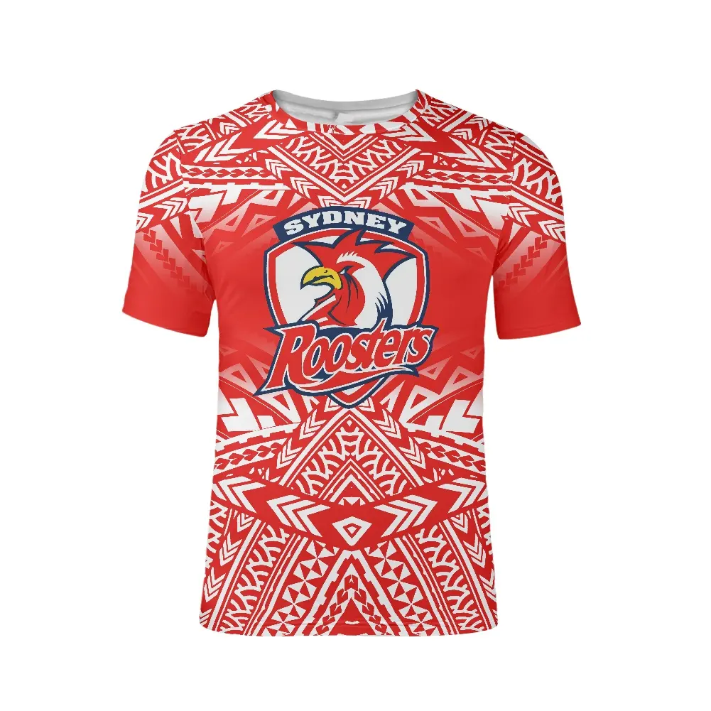 Hot Sales Polynesische Elei Tribal Design Custom Uw Favoriete Team En Logo Ademend Sport Toevallige Een Man T-shirt