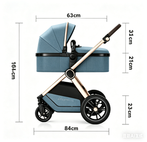 Passeggino 3-in-1 di Lusso in Lega di Alluminio Pieghevole, Carrozzina Multifunzionale con <span class=keywords><strong>Seggiolino</strong></span> <span class=keywords><strong>Auto</strong></span> per Bambini da 0-3 Anni - Product Image 2