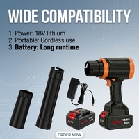 Souffleur à feuilles électrique sans fil avec 1 chargeur de batterie, mode de vitesse variable, moteur BLDC léger, 800W, temps de fonctionnement de 10 à 35 minutes