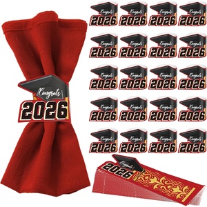 Anneaux <span class=keywords><strong>de</strong></span> <span class=keywords><strong>serviette</strong></span> <span class=keywords><strong>de</strong></span> fête <span class=keywords><strong>de</strong></span> remise des diplômes 2026 – Supports <span class=keywords><strong>en</strong></span> carton rouge et or pour décoration <span class=keywords><strong>de</strong></span> table – Anneau <span class=keywords><strong>de</strong></span> <span class=keywords><strong>serviette</strong></span> avec casquette <span class=keywords><strong>de</strong></span> remise des diplômes et message inspirant - Product Image 1