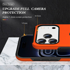 Funda Híbrida 2 en 1 Naranja Resistente a Impactos para <span class=keywords><strong>iPhone</strong></span> 17 16 15 <span class=keywords><strong>14</strong></span> <span class=keywords><strong>Pro</strong></span> Max, TPU y PC, con Anillo Giratorio de 360° - Product Image 5