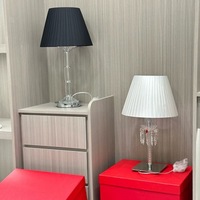 Lampe de table moderne Mille Nuits Crystal, éclairage de bureau simple, abat-jour en lin, ampoule E14 E12, décoration intérieure pour la maison et la villa