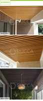Paneles Decorativos de Techo Falso de Madera Compuesta de PVC para Interiores, Diseño de Salón, Forma de Tira, Paneles de Techo