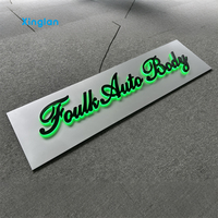 Letrero Luminoso 3D con Retroiluminación LED Verde Personalizado, Letrero Comercial de Acrílico Iluminado para Decoración de Tiendas y Talleres de Carrocería