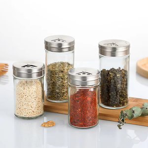 Juego de tarros de vidrio para condimentos de 100ml y 120ml, saleros y pimenteros con tapas de grado alimenticio y soporte, contenedor de especias para cocina. - Product Image 3