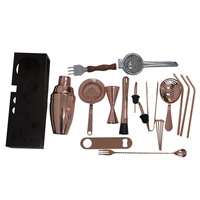 Ensemble de shaker à cocktails américain réutilisable, écologique, en acier inoxydable, style ancien, carré, 20 pièces, avec support de rangement, shaker, tasse, bar