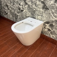 Toilette de salle de bain portable en deux pièces à double chasse P-Trap Remorque de toilette résistante à l'eau au sol en céramique